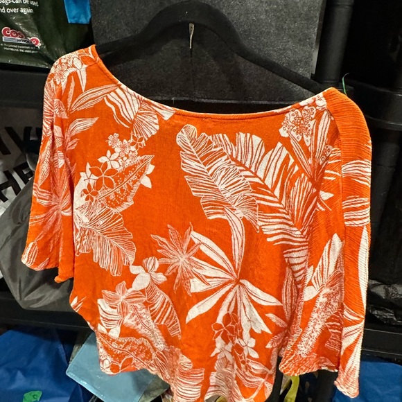 Patrons of Peace Orange and White Floral Blouse - Picture 3 of 3